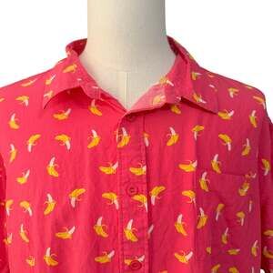 Tipsy Elves Men's Bright Pink Yellow Banana Graphic Button Down Shirt Sz XXL